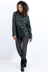 Women's summer leather jacket Green